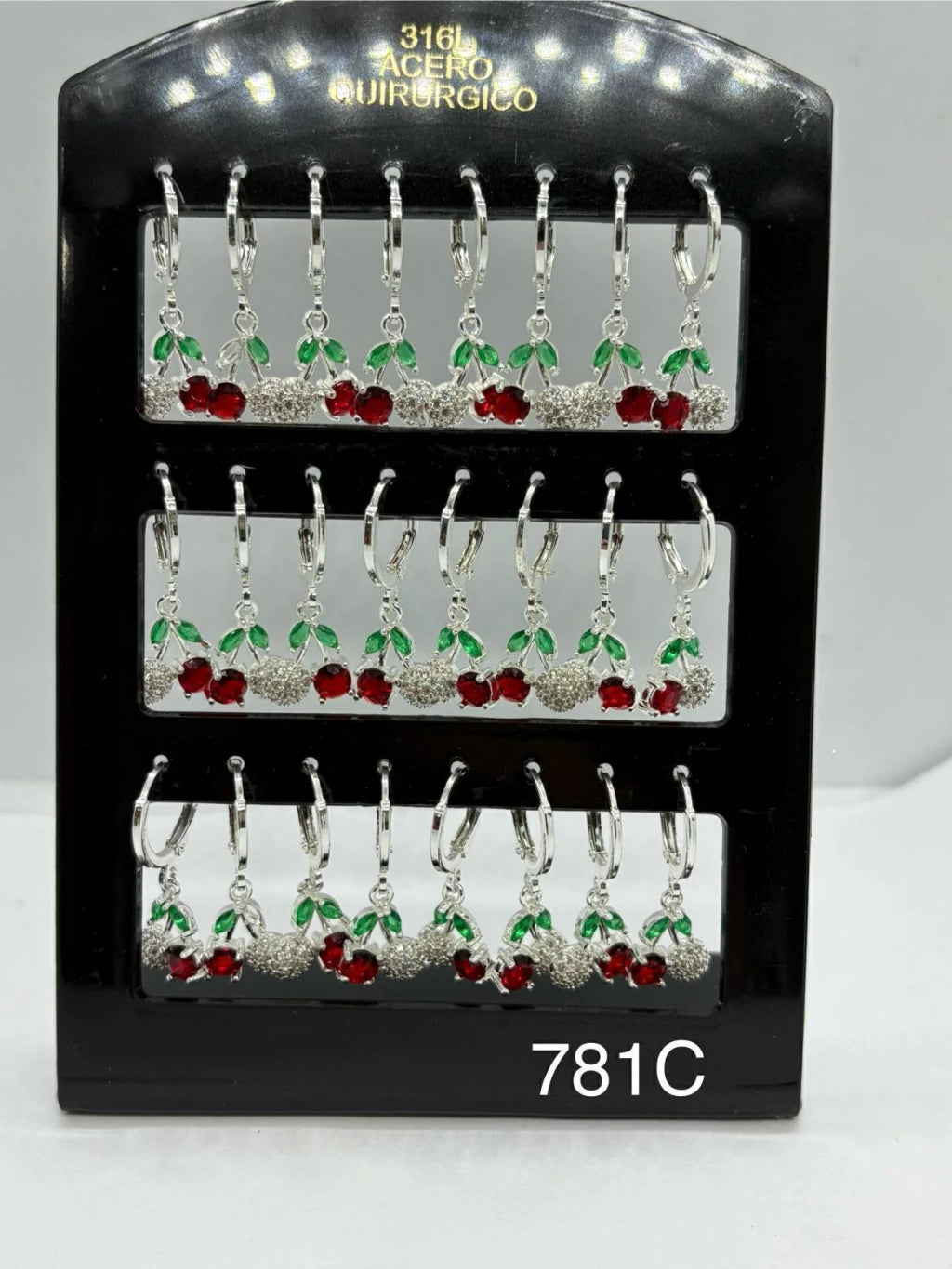 781C aros de cereza acero blanco x12u