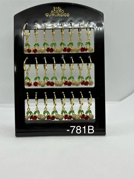 781B aros cereza dorado x12u