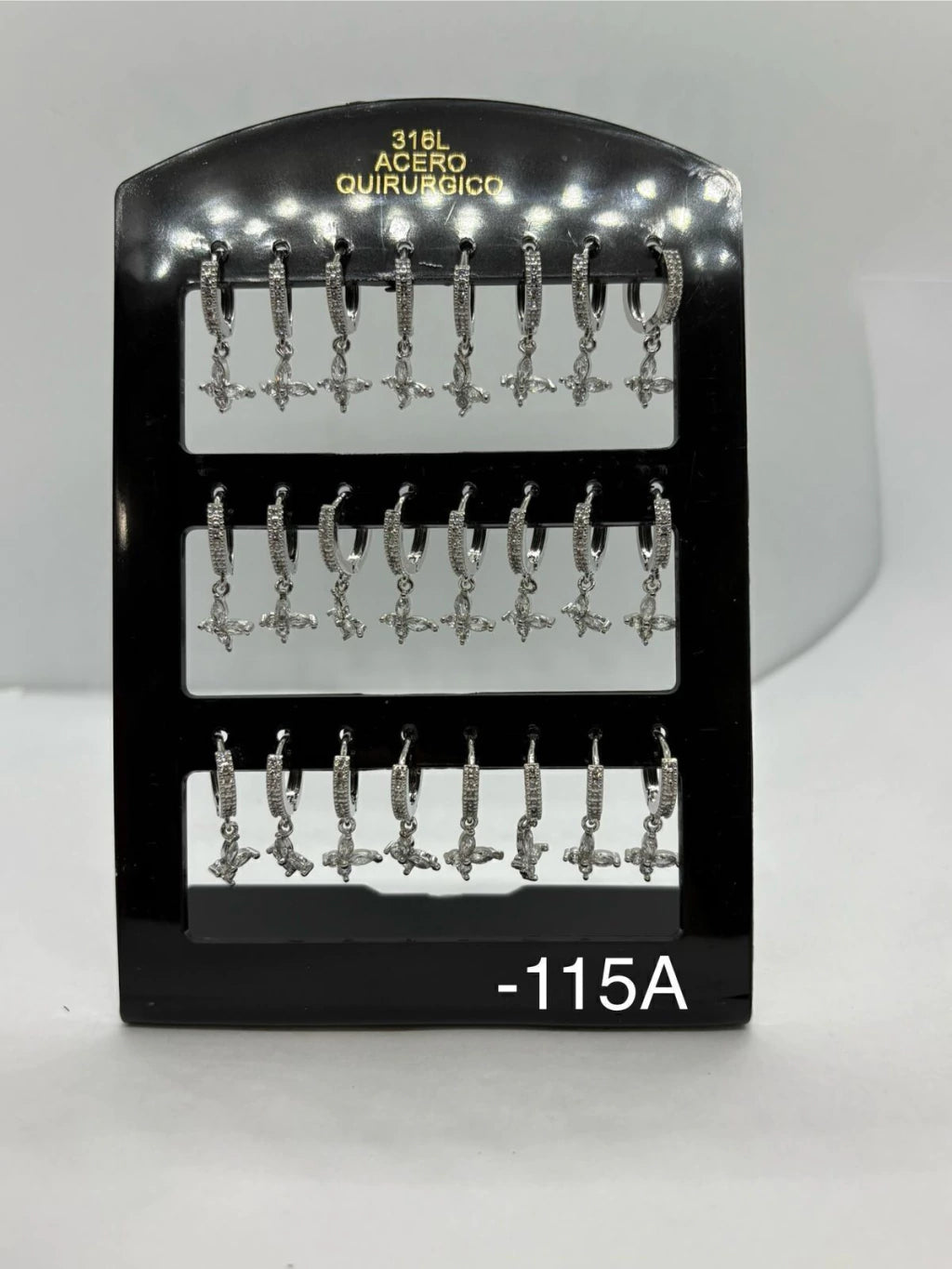 115A aros acero plateado x12u