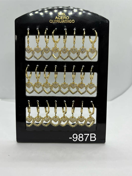 987B aros acero dorado x12u