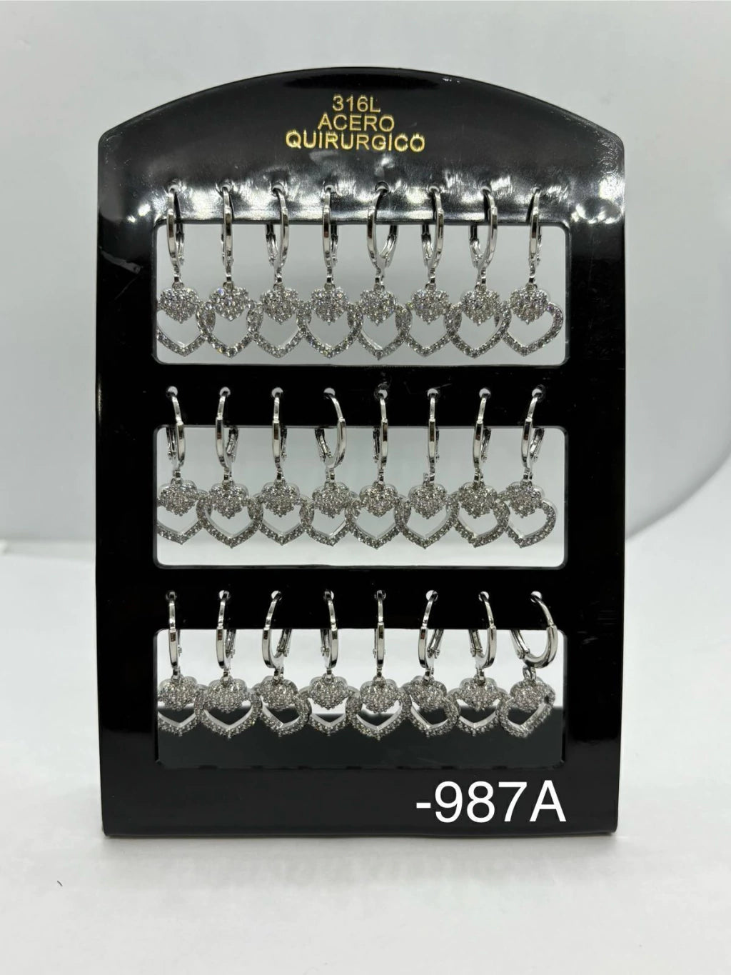 987A aros acero plateado x12u