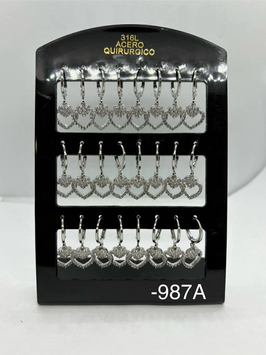 987A aros acero plateado x12u