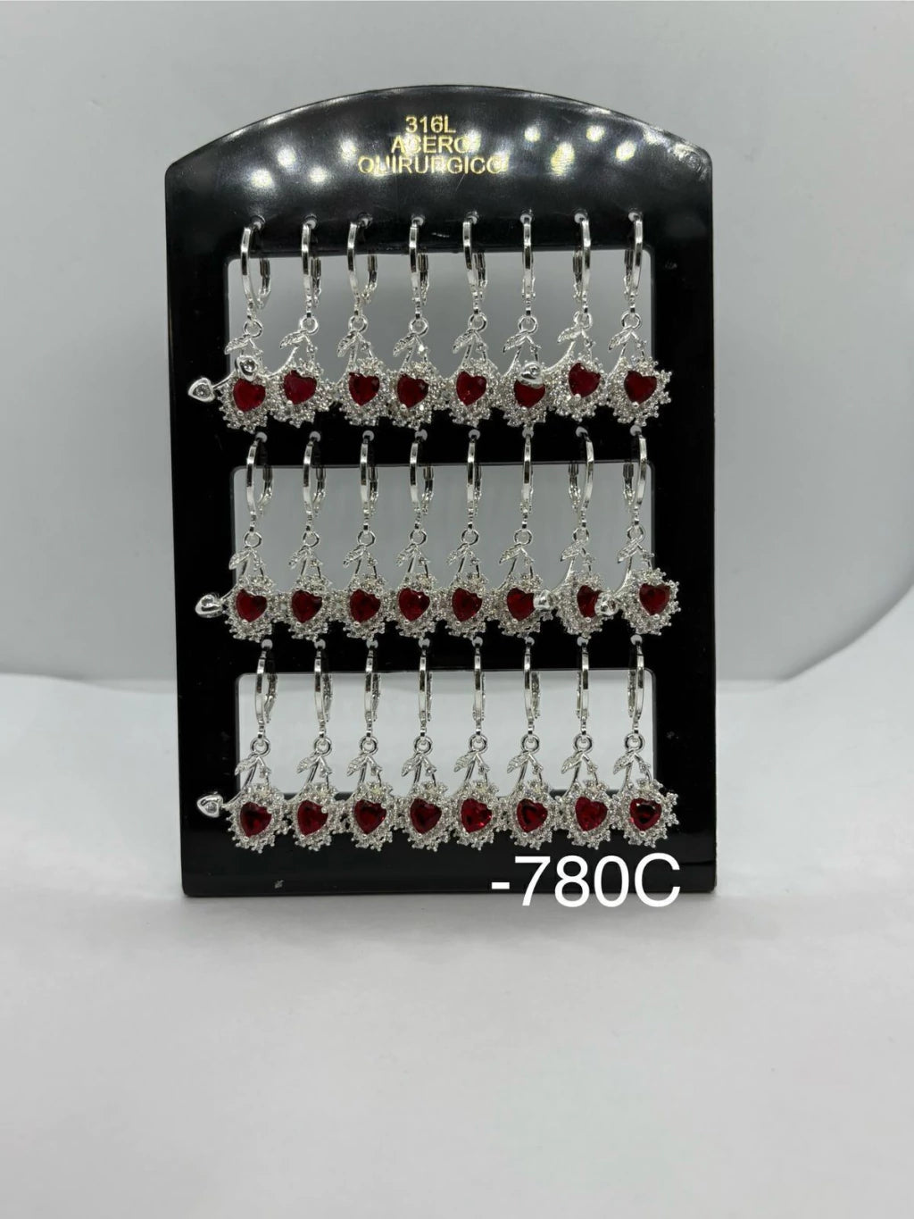 780C aros de corazon acero blanco x12u