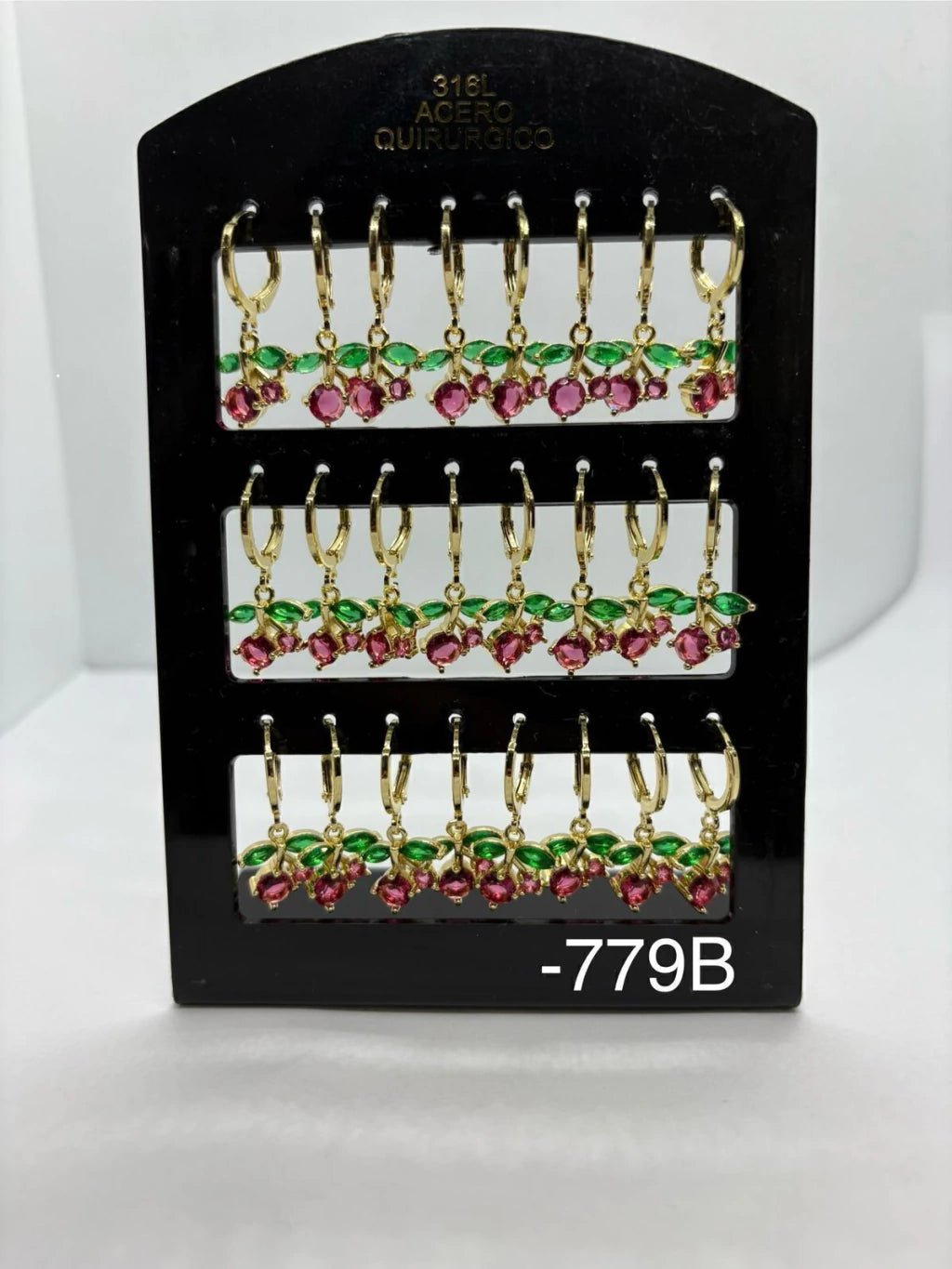 779B aros de cereza acero dorado x12u